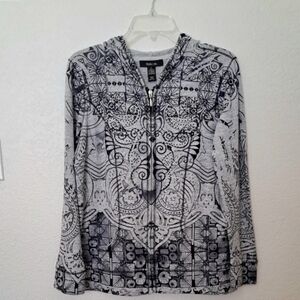 Lightweight Zippered Hoodie Style & Co. Gray & Bkack Women's New